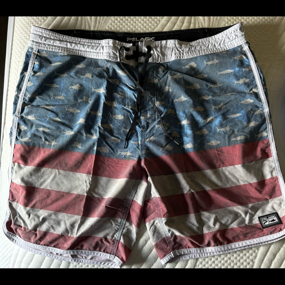 PELAGIC MENS BOARD SHORTS- American flag fish